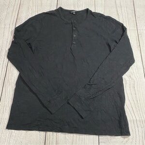 Vince Black Long-Sleeve Henley Shirt Medium
